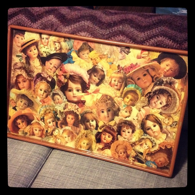 Can you believe no one else wanted this masterpiece?! I LOVE MY CREEPY DOLL DECOUPAGE.