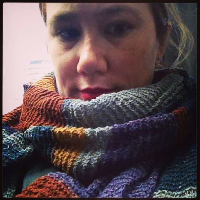 Tsumugi Who scarf, 99% finished. (Just a few more ends to weave in.) #pensive #sickie #headache