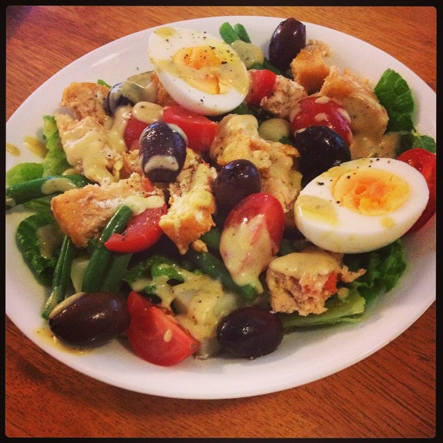 Salad NiÃ§oise I made for lunch today. Fancy.