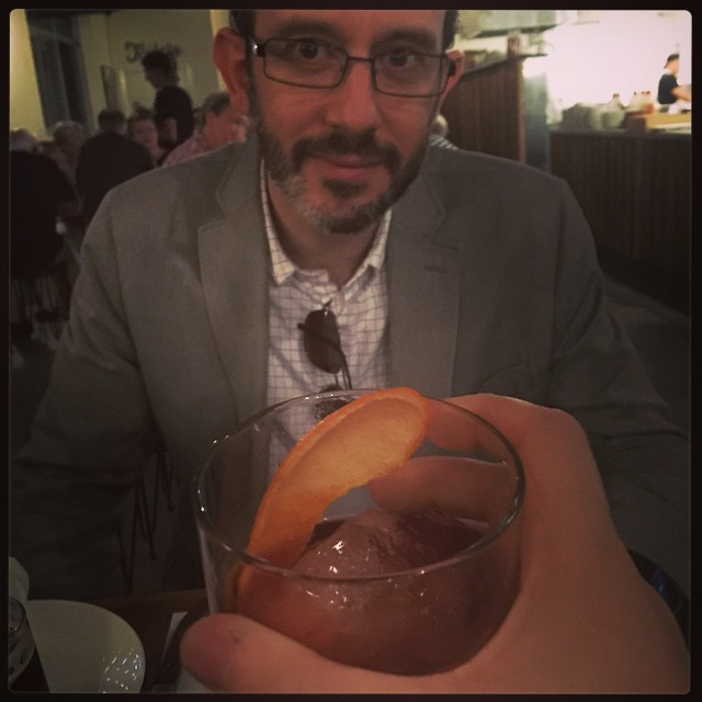A cute hipster and a Negroni with a giant ice cube are really all I ask of a Friday night.