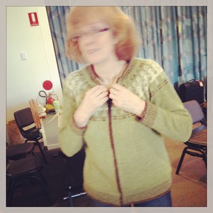 Caught in the act! Has anybody seen this woman? #cardy #nabber #knitcamp