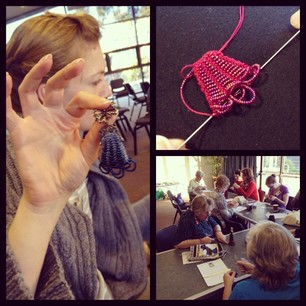 Rosalie's Beaded Knitting class produced finished brooches! #knitcamp