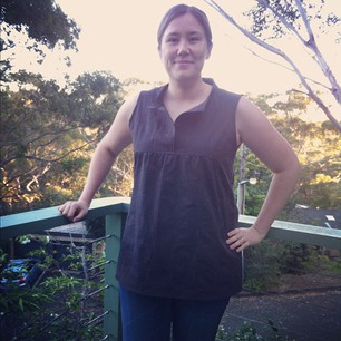 My first ever garment finished in a single day! It's a sleeveless Tova tank. #sewingparty