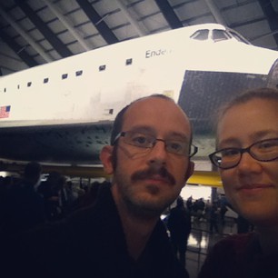 We saw the Space Shuttle today! Lots of space geek fun was had.