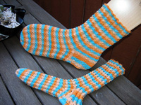 Bed Socks in Lemon Pattern Fancy Knit Stripe