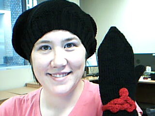 Beret and mittens from tasknits