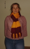 Me modeling the Gryffindor scarf