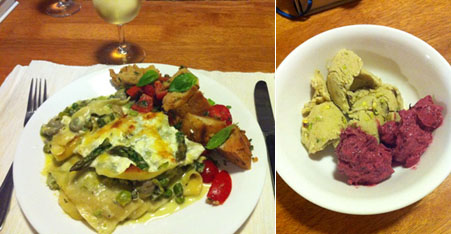 Jamie's Summer Veg Lasagne, Tuscan Tomato Salad, Quick Mango Frozen Dessert