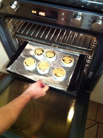 Tarts into the oven