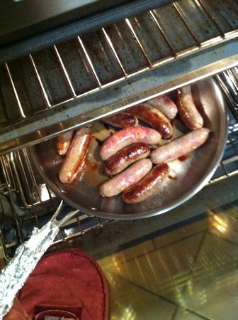 Sausages into oven