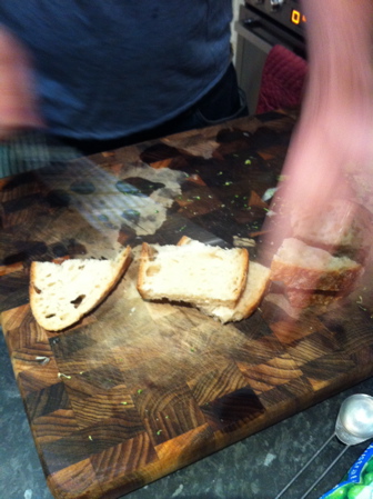 Chopping bread