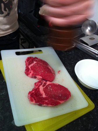 Seasoning the steaks