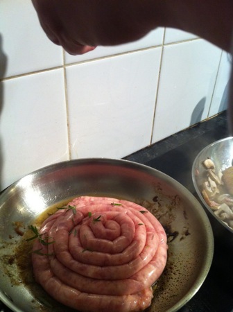 Cooking the sausage