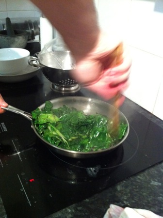 Spinach nearly done...