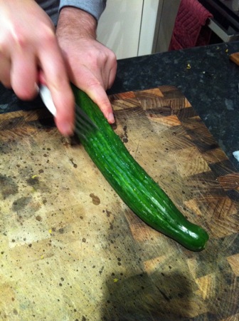 Scoring the cucumber
