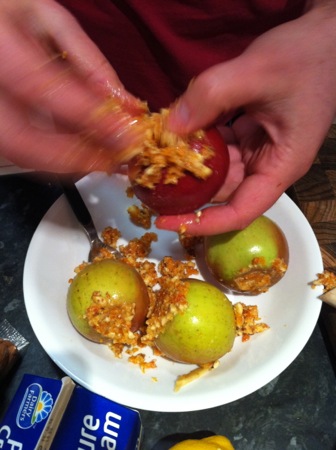 Stuffing the apples