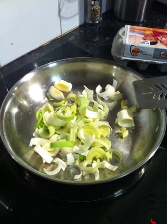 Cooking the leeks
