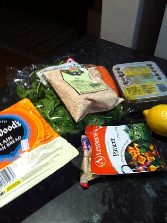 Naan breads and salad ingredients