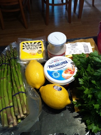 Asparagus and pate ingredients