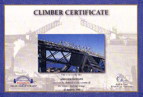 Climb certificate