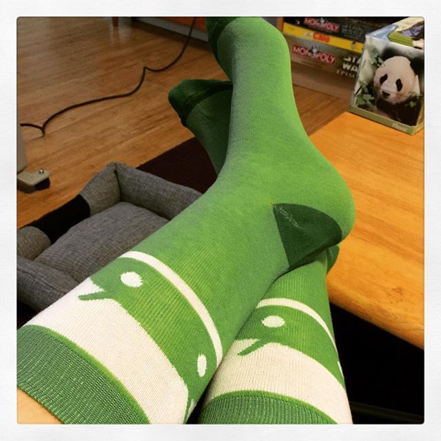 He's home! And he brought me Android socks. :)