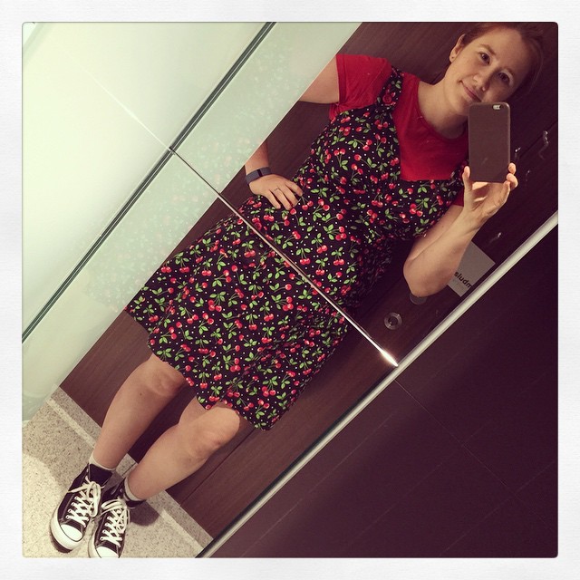 #frocktober day 31. THE LAST ONE! Homemade Parfait dress from @colettepatterns and high-top Chucks. Thanks to everyone who donated and cheered me on!