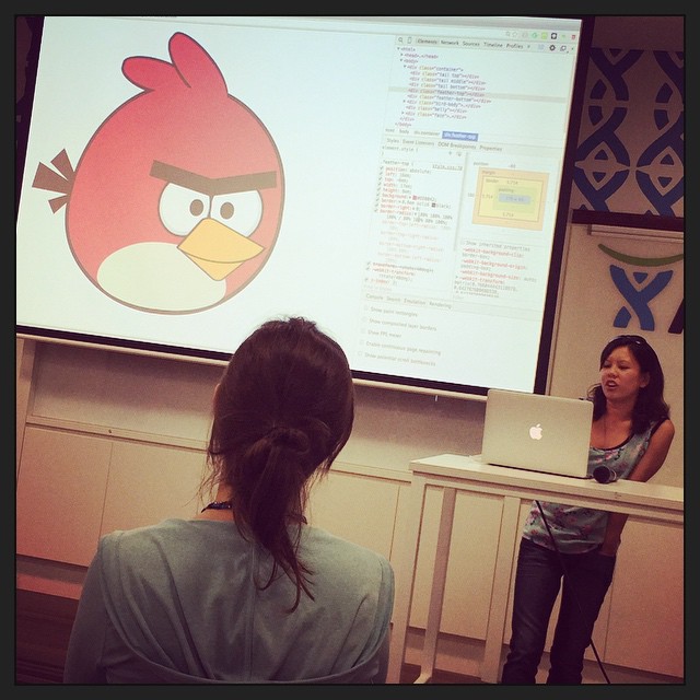 Very cool. @daphnechong made an Angry Bird with just CSS! #wwcsyd