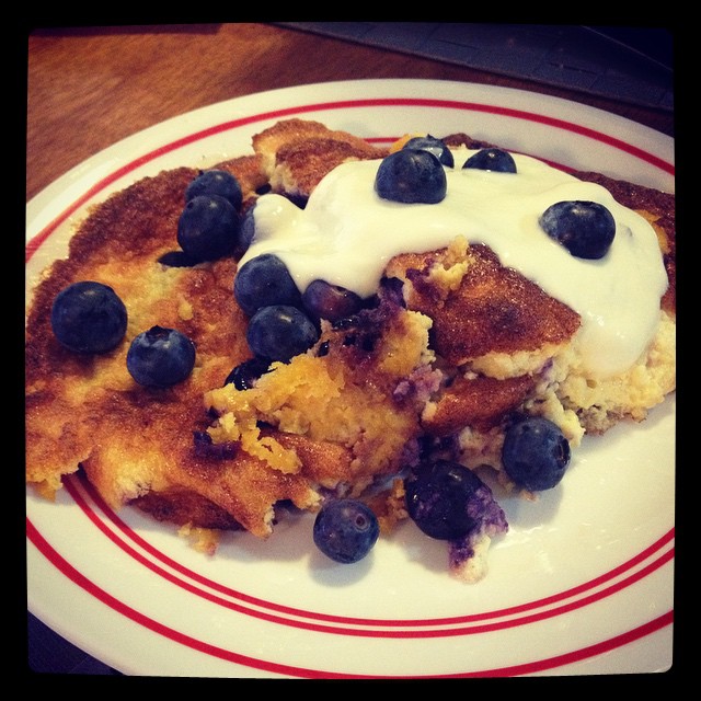 Sunday recovery brekkie: Sweet Blueberry Lemon Puffed Omelet.