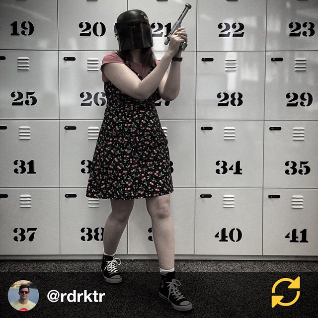 RG @rdrktr: Watch out, Boba Frock the bounty hunter is lurking about the office! // Happy Halloween!