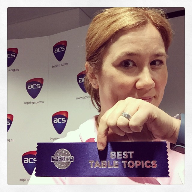 Attended my first ever Toastmasters meeting tonight, and I won an award! Positive reinforcement FTW. #hermione