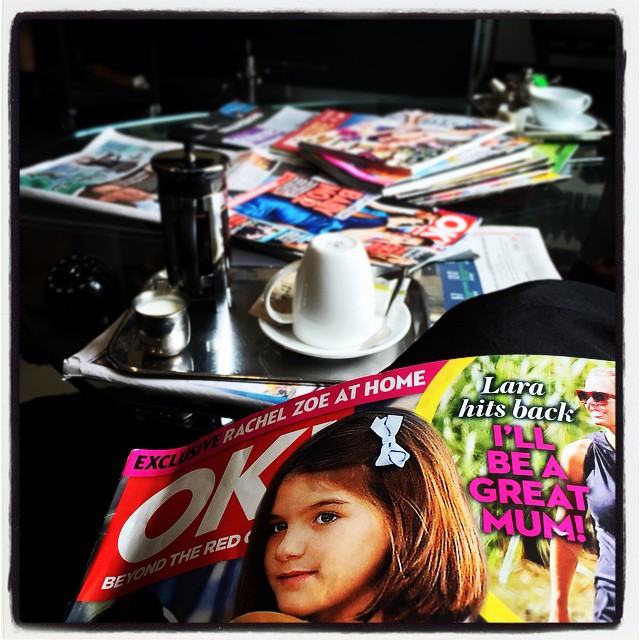 Trashy mags and coffee. Just how I like it.