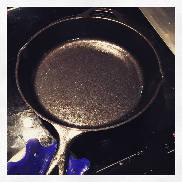 Seasoning my new cast iron skillet. Grandma will be proud!