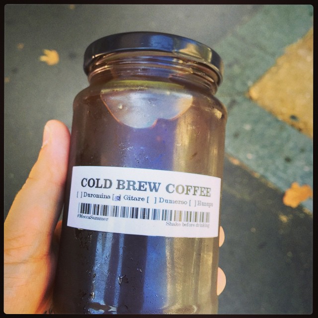 Mecca, you ridiculous hipsters. I love you. #coldbrew #jamjar