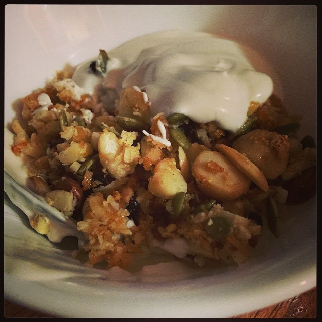 Brekkie. I made @eatdrinkpaleo's Breakfast Granola AND homemade coconut yogurt! (I ain't dead yet.)