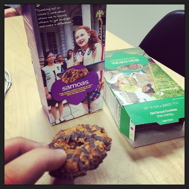 My boss @kellyandrine brought in Girl Scout Cookies. My first Samoa in like 15 years! I may have enjoyed this more than Fat Duck.
