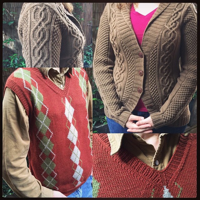 Photoshoot sneak peeks of finished knitting, back from the Show. I'll put a full blog post up tonight!
