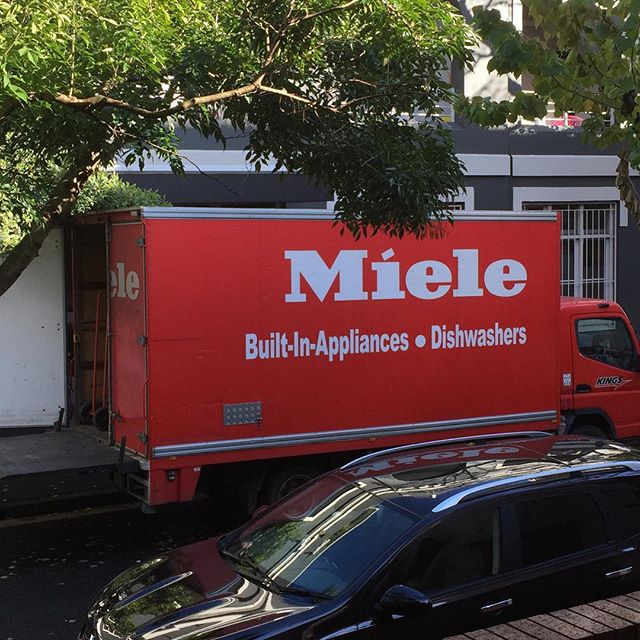 What a beautiful sight. Goodbye Blanco; hello new Miele hotness!