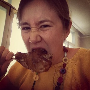 Gnawing on a turkey leg at my desk, just like our caveman ancestors used to do.
