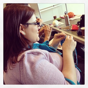 I spotted a sneaky double knitter infiltrating the sick workshop! #knitcamp