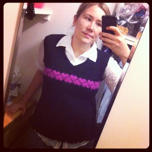 Broke out the Cheesylove vest today. One of first garments I knitted!