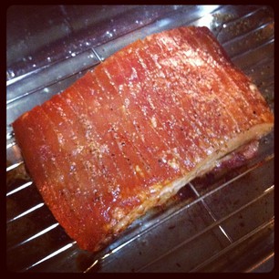 Proof that the Snook's not the only one that cook pork belly in this house!