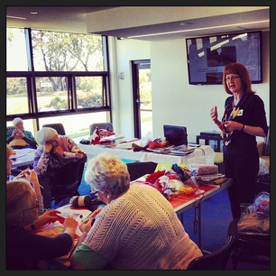 Hearing about Tunisian crochet from Robynn of http://www.robynnelstudio.com! #knitcamp