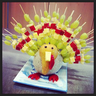 I made a Fruit Turkey for Guild today. It came out AWESOME.