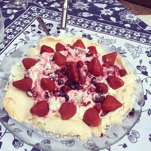 First pavlova of Spring, courtesy of our neighbour Marlene. It was delicious!