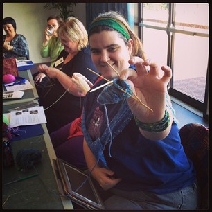"It's lopsided and it has the wrong number of stitches, but IT'S A SOCK!" #knitcamp #success