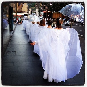 Some sort of creepy Christmas procession happening in the CBD tonight...
