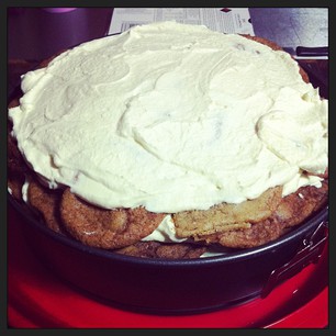 That's 68 choc chip cookies in 9 layers glued together with copious amounts of cream and mascarpone!