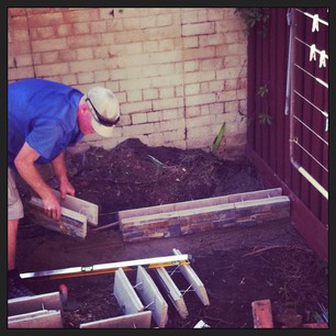 The garden wall is going up!