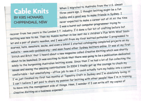 My Cable Knits column