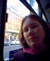 The very first picture I took: Me on the bus.